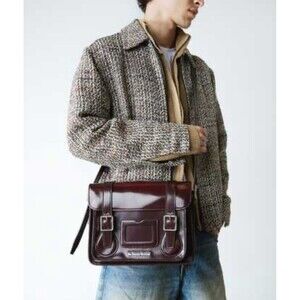 Dr Martens Leather Messenger Bag Satchel Burgundy Kiev Smooth Front